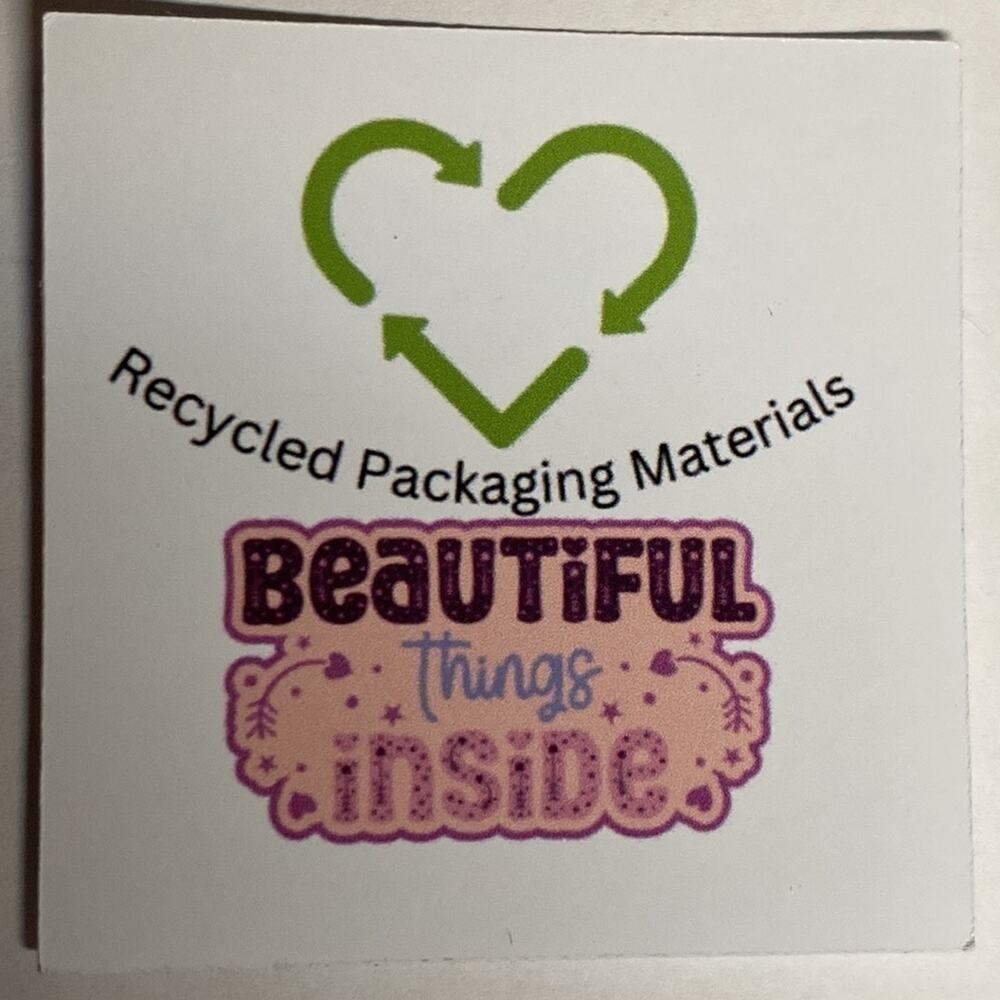 Recycled Packing Materials Stickers Beautiful Things Inside 2x2" 100 count